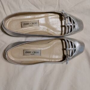 Jimmy Choo Metallic Silver Flats